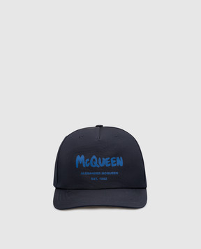 Alexander McQueen Синяя кепка с принтом McQueen Graffiti 6677784404Q