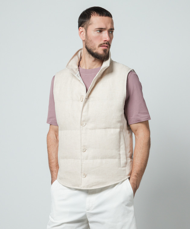 Brunello Cucinelli - Beige Linen, Wool & Silk Vest
