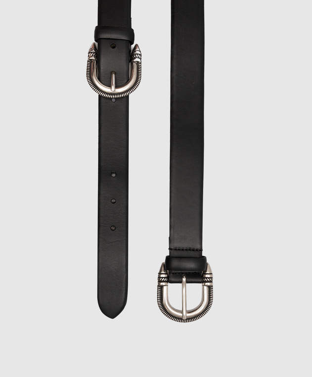 Etro Black leather belt with double buckle P1N9872039 изображение 3