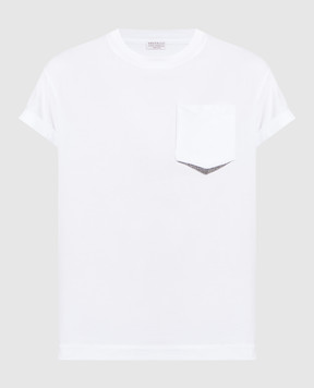 Brunello Cucinelli Белая футболка с цепочкой мониль M0T18BD400