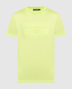 Dolce&Gabbana Зелена футболка з фактурним логотипом G8PP4ZFU7EQ