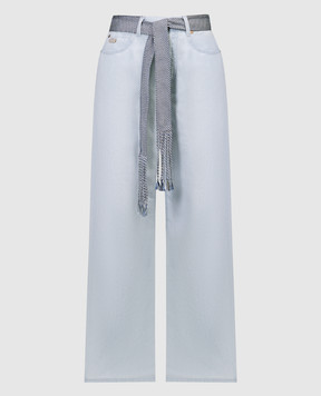 Agnona Голубые брюки с льном T70711YU2079