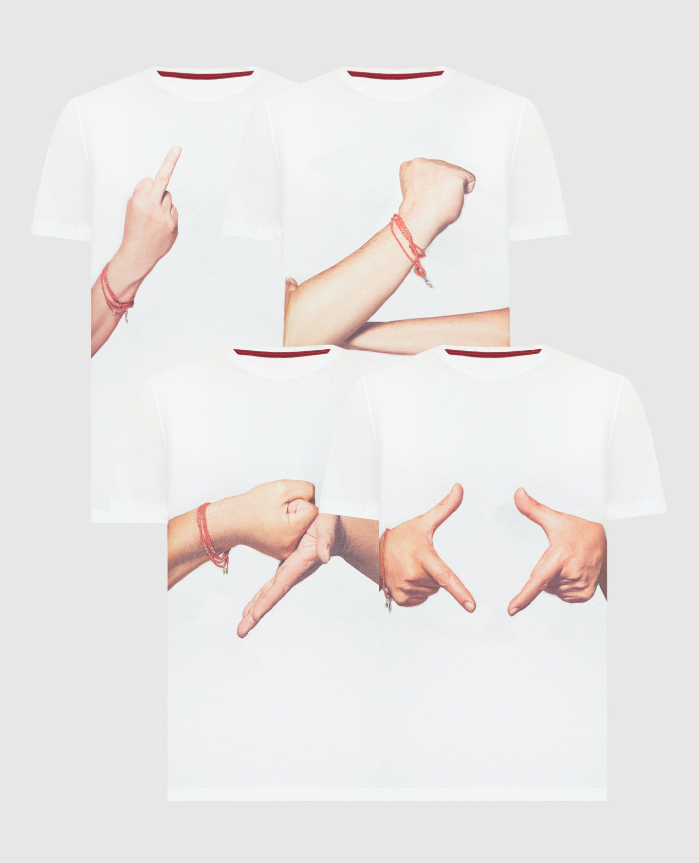 A set of white t-shirts with a GESTI print