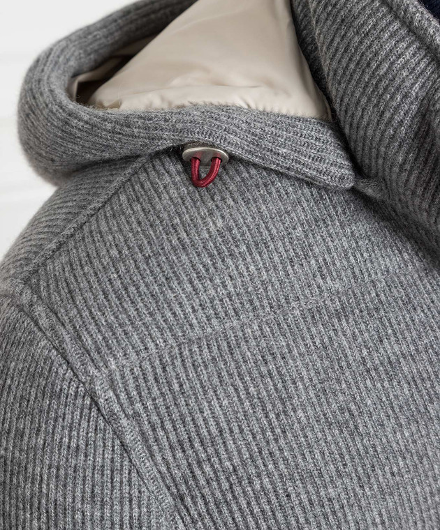 Brunello Cucinelli Серый стеганый пуховик из кашемира M221P209 изображение 5
