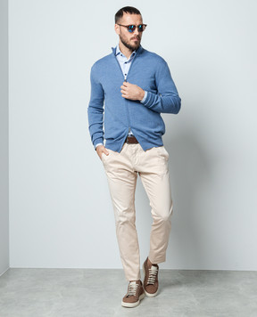 Cashmere&Whiskey Голубой меланжевый кардиган из шерсти мериноса 97396