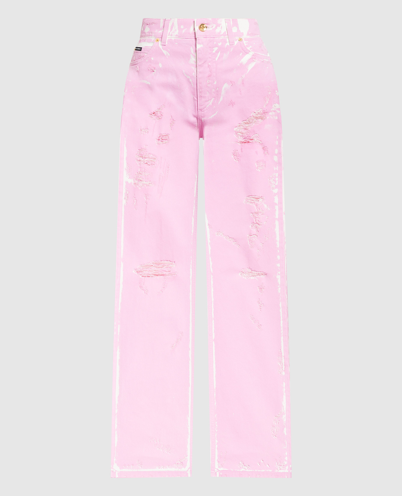 Розовые джинсы с прорехами