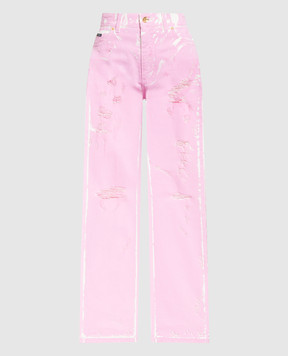 Dolce&Gabbana Розовые джинсы с прорехами FTCGNDG8HM9