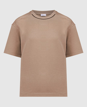 Brunello Cucinelli Коричневая футболка с цепочкой мониль M0T81EL330