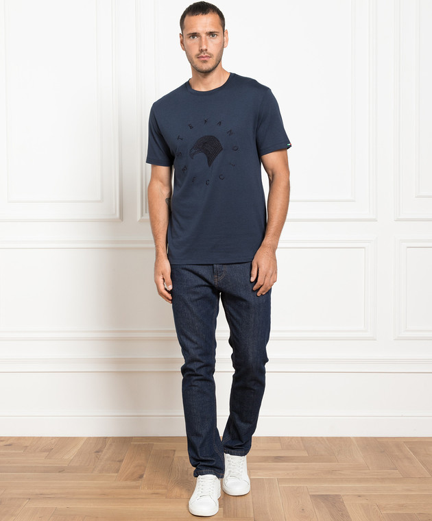Stefano Ricci Blue t-shirt with logo embroidery MNH3302630803 image 2
