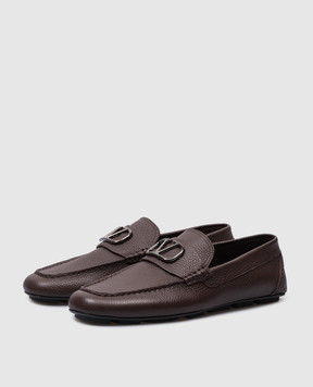 Valentino Коричневі шкіряні мокасини з логотипом Vlogo Signature 4Y2S0G30BNT