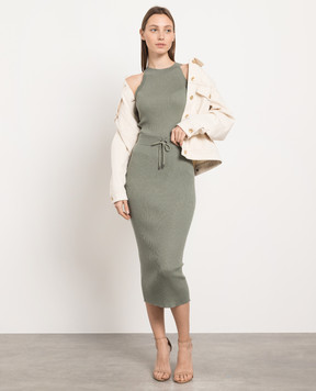 Brunello Cucinelli Зеленая юбка в рубчике с люрексом M41822999
