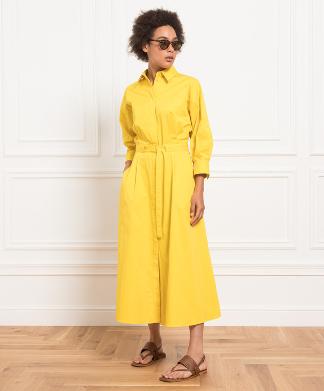 Loro Piana Жовта сукня-сорочка з драпіруванням FAM1291 зображення 2