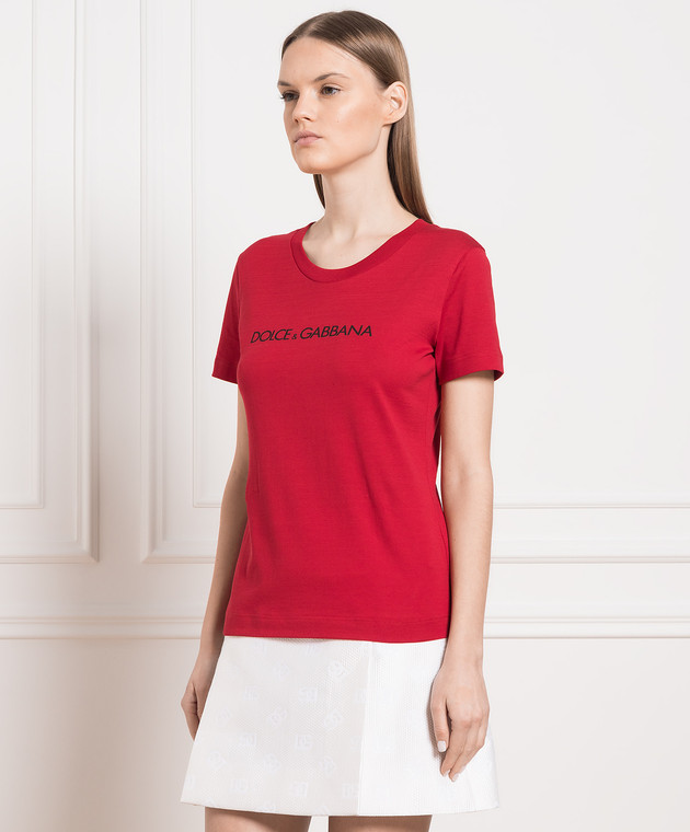 Dolce&Gabbana Червона футболка з принтом логотипу F8T00TG7H4P зображення 3