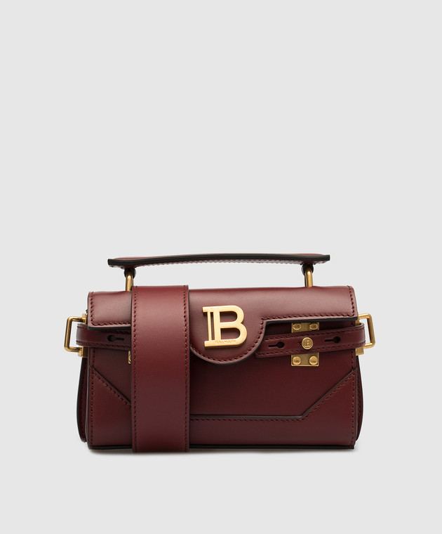 Balmain B-Buzz 19 burgundy leather messenger bag BN1AE742LAVE image 2