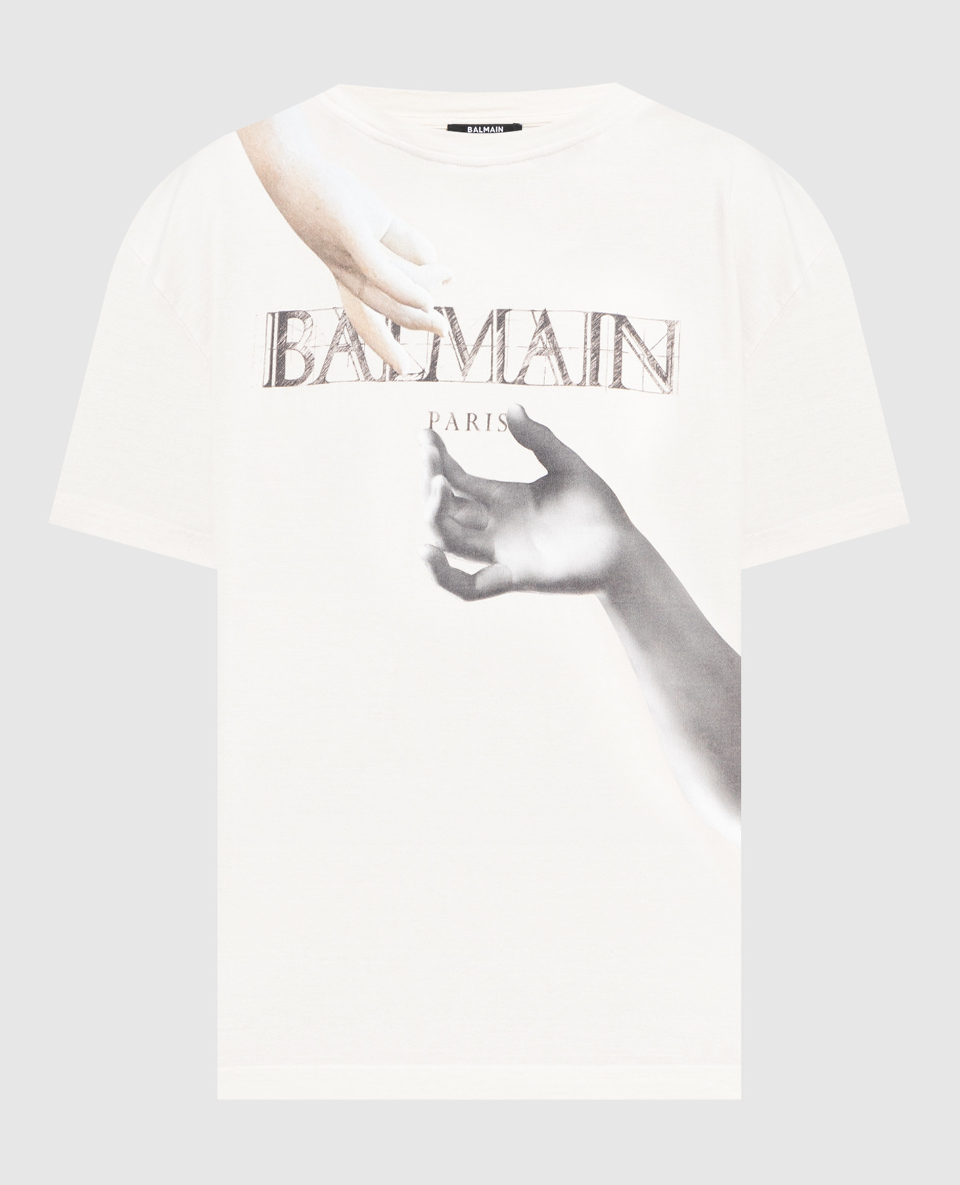 

Бежевая футболка с принтом Roman Balmain Paris, Бежевый, Футболки