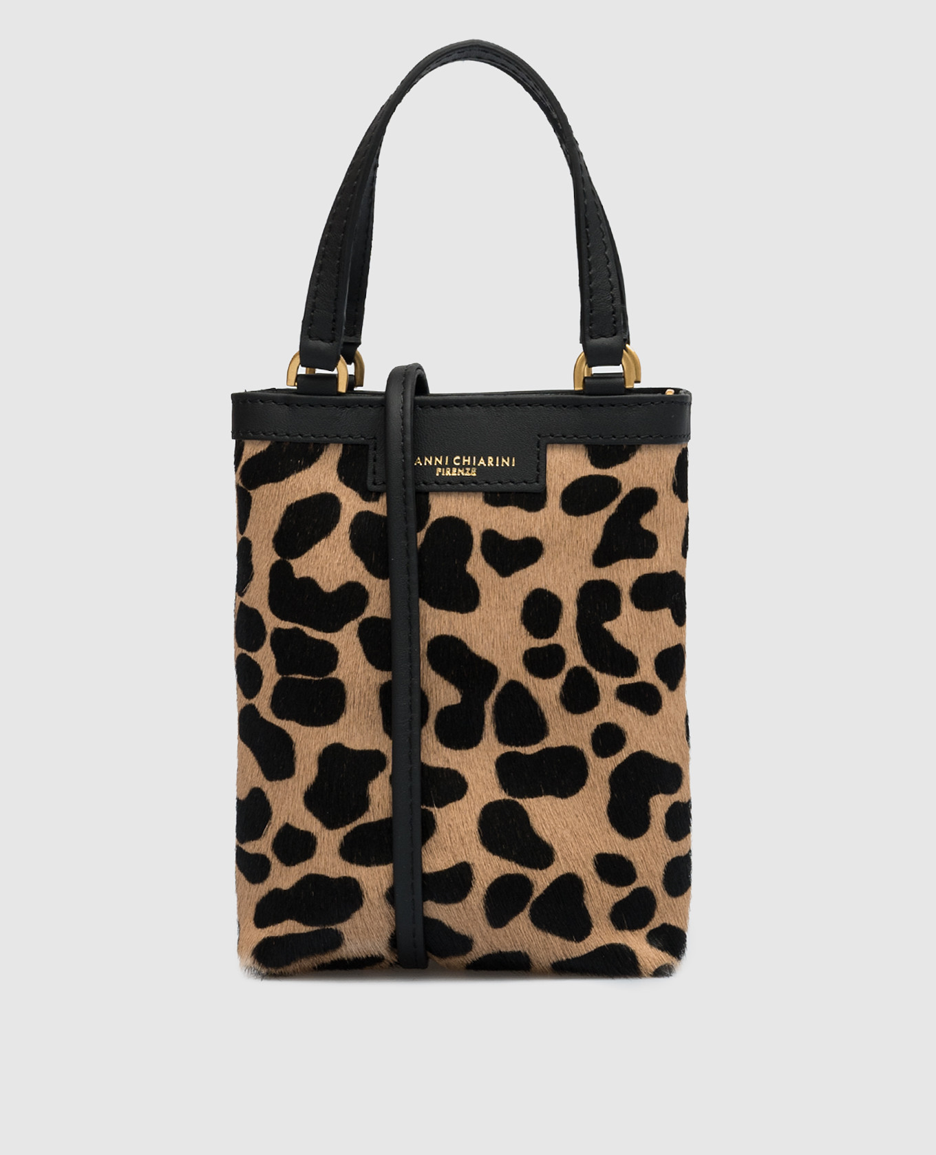 

Коричневый комбинированный мини-сумка Camilla с анималистическим принтом., Сумки через плечо