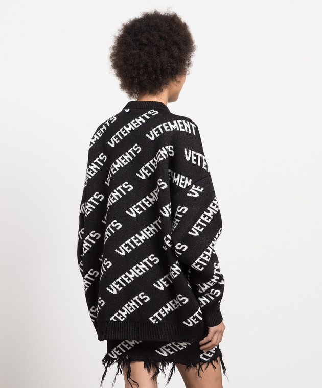 Vetements Black sweater in contrasting logo pattern UE54KN220B image 4