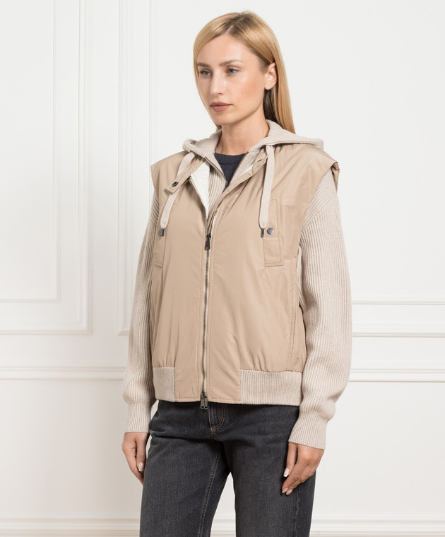 Brunello Cucinelli Бежевый кардиган с жилетом M12774006P изображение 4