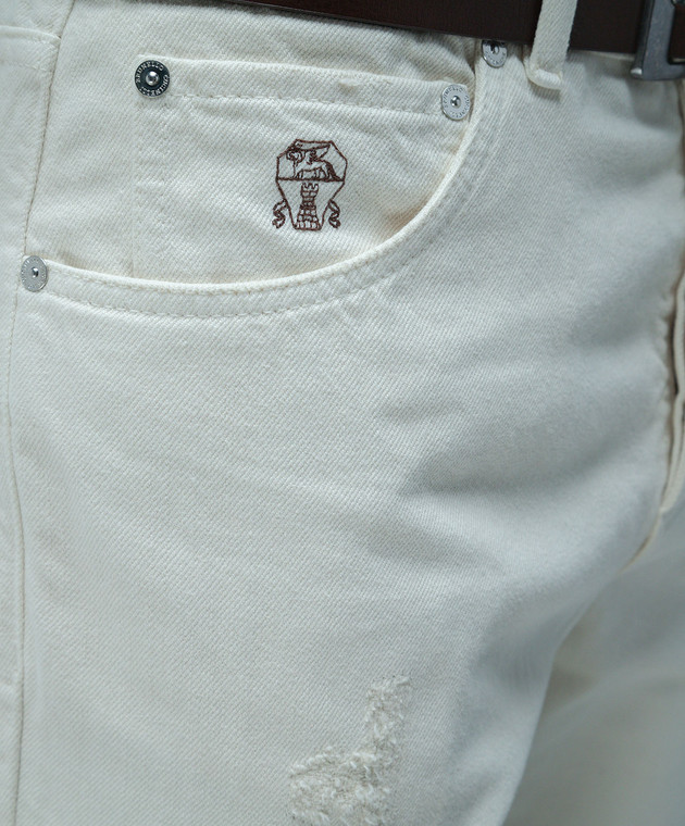 Brunello Cucinelli Бежевые джинсы с прорехами M262PX2340 изображение 5