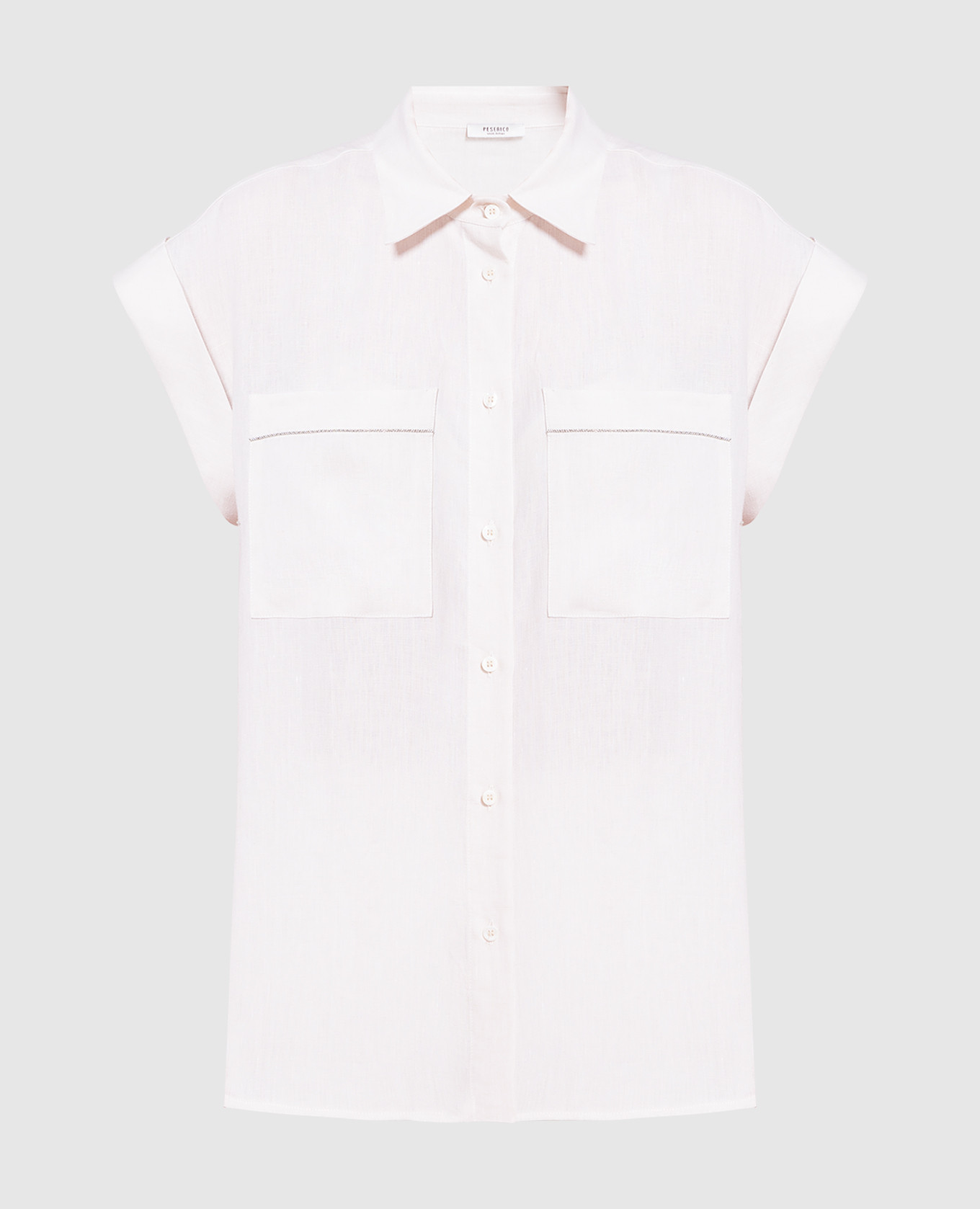 

Бежевая блуза из льна с цепочкой мониль, Бежевый, Блузы