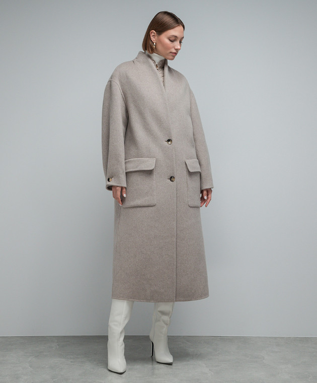 Agnona Beige cashmere coat with detachable waistcoat TL0608AD7001 image 4