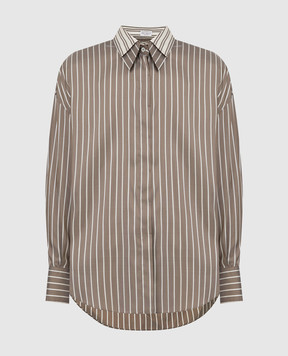 Brunello Cucinelli Шелковая рубашка в полоску MA741NA506