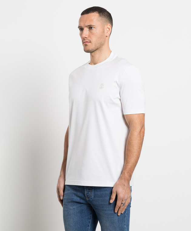 Brunello Cucinelli White t-shirt with logo print M0T718440 изображение 3