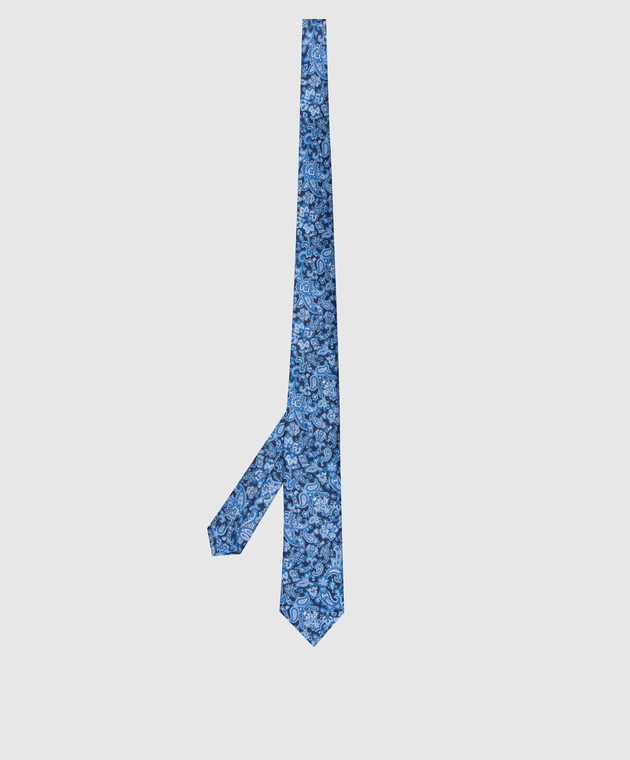 Stefano Ricci Дитячий синій шовковий набір з краватки і хустки-паші у пейслі візерунок YDH25003 зображення 3