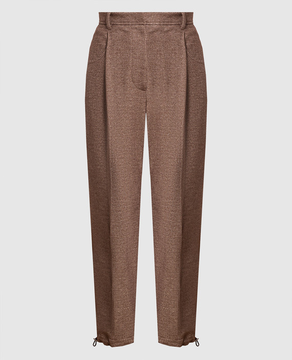 Brown lurex houndstooth trousers