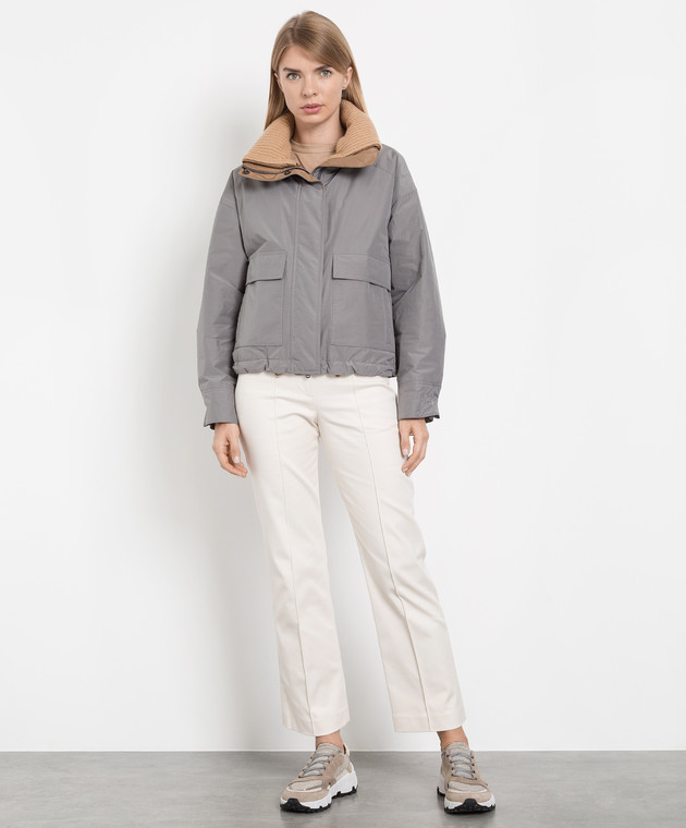 Brunello Cucinelli Темно-сіра куртка з еколатунню MB5742850P зображення 2