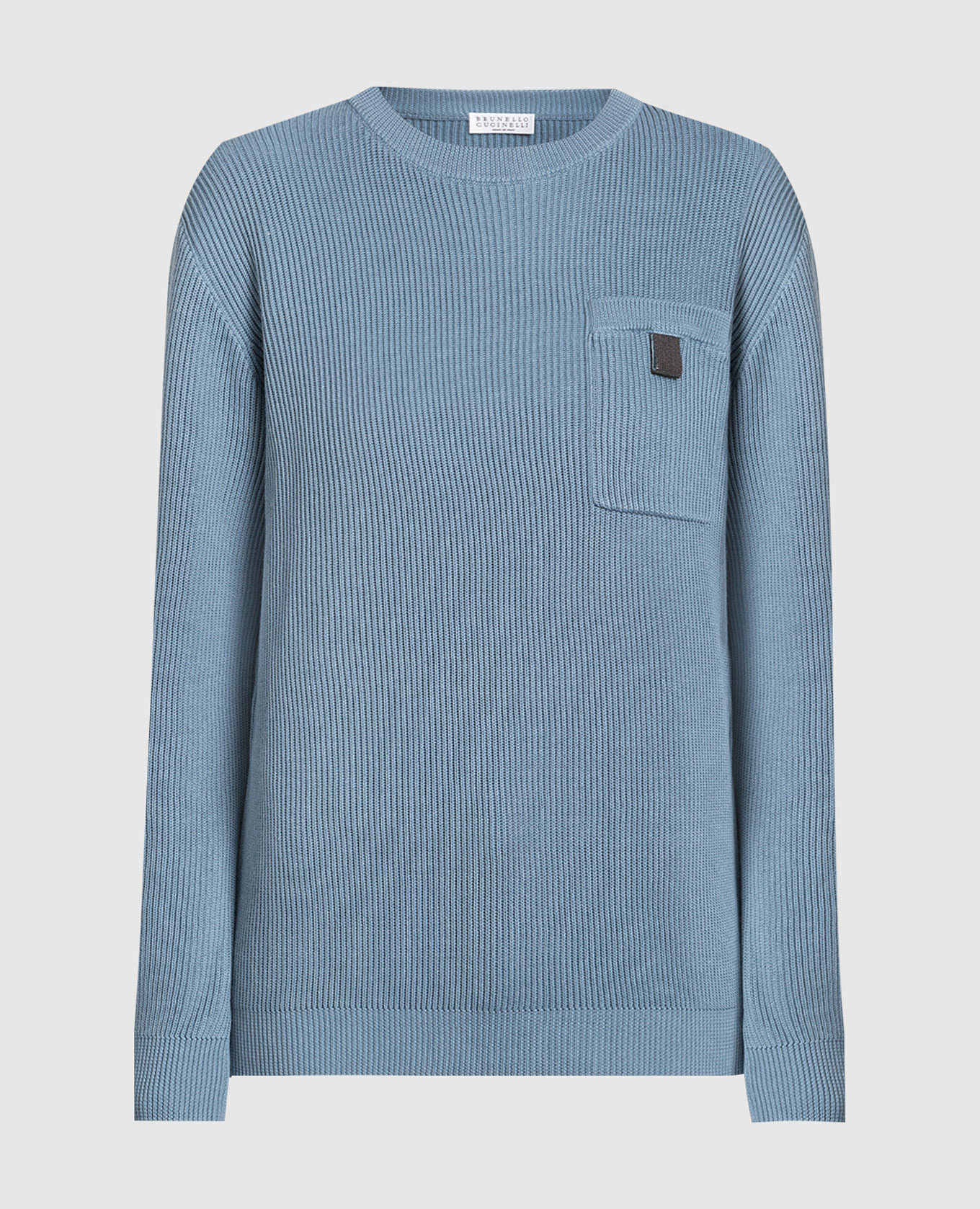 

Голубой джемпер в рубчик с эколатунью, Свитера