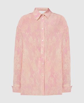 Max Mara Sportmax Розовая блуза из шелка PERLE в цветочный принт. PERLE