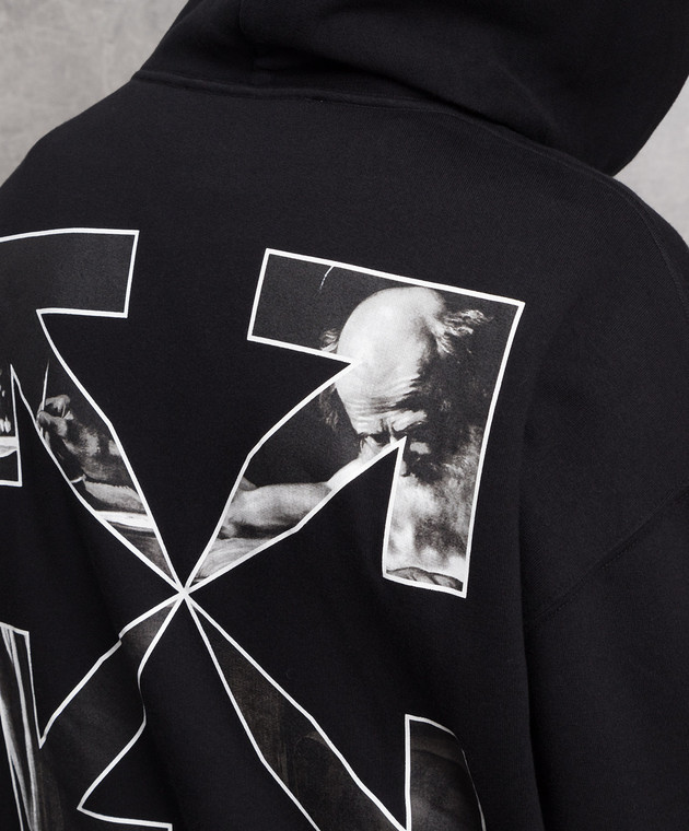 Off-White Черное худи с принтом логотипа OMBB037C99FLE003 изображение 5