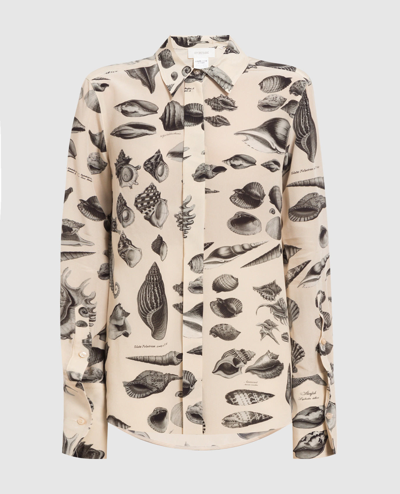 

Светло-бежевая рубашка Favola из шелка в контрастный узор, Бежевый, Рубашки