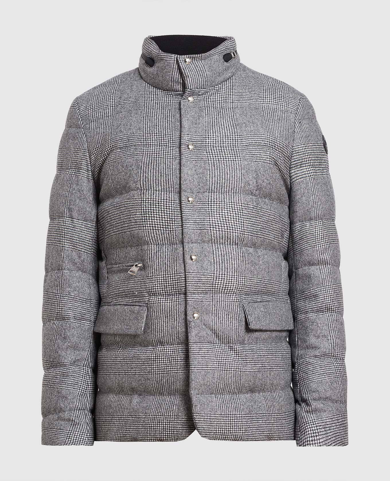 Серый пуховик Danthonie из шерсти в виндзорскую клеточку