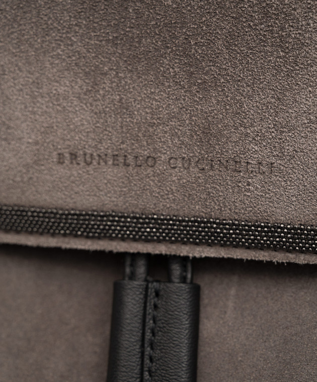 Brunello Cucinelli Сірий замшевий рюкзак з ланцюжком моніль MBDLD2495 зображення 5