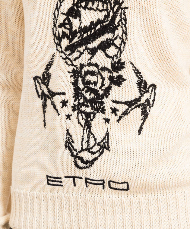 Etro Бежевий джемпер з контрастною вишивкою D137669128 зображення 5