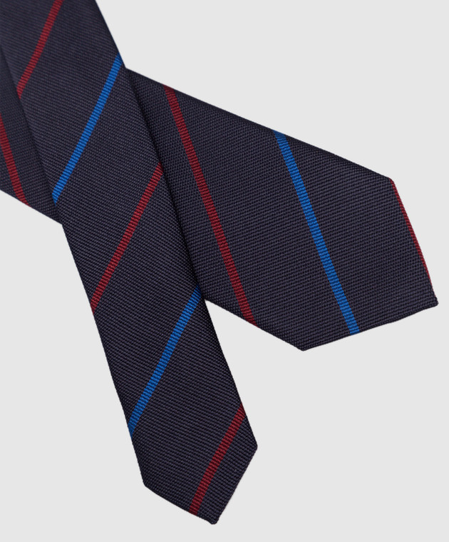Stefano Ricci Дитяча темно-синя краватка з шовку в смужку YCH30104 зображення 3