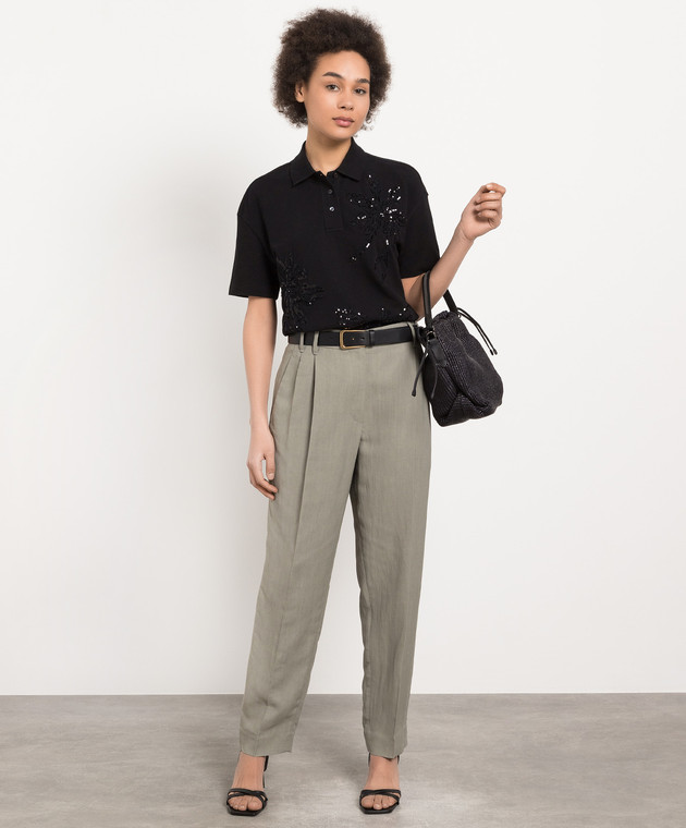 Brunello Cucinelli Штани кольору хакі з ланцюжком моніль MH126P8292 зображення 2