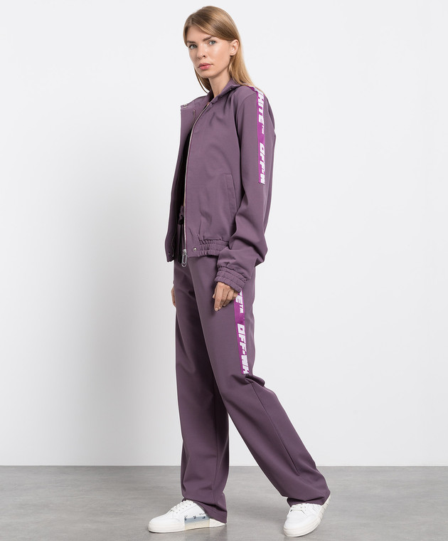 Off-White Фиолетовые спортивные брюки с брендированными лампасами Athl OWVI010F22JER001 изображение 2