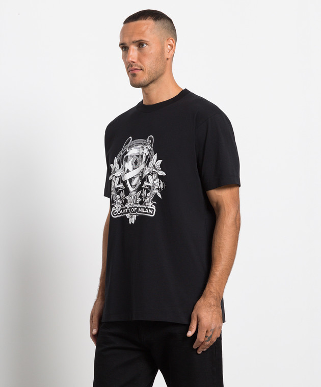 Marcelo Burlon Черная футболка с принтом CMAA018F22JER009 изображение 3