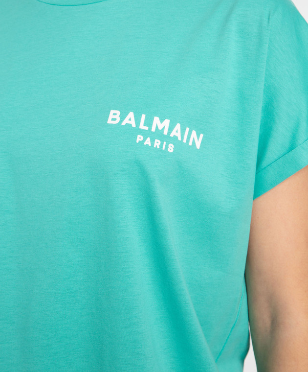 Balmain Green t-shirt with textured logo AF1EF010BB01 изображение 5