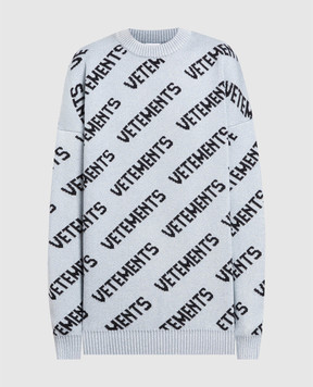 Vetements Сірий светр з люрексом у візерунок логотипа UE54KN220G
