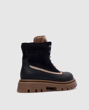 Brunello Cucinelli Детские синие кожаные ботинки BBTRVZP144