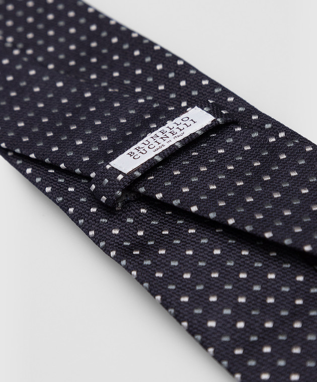 Brunello Cucinelli Темно-синя краватка з шовку в горошок MM8900018 зображення 4