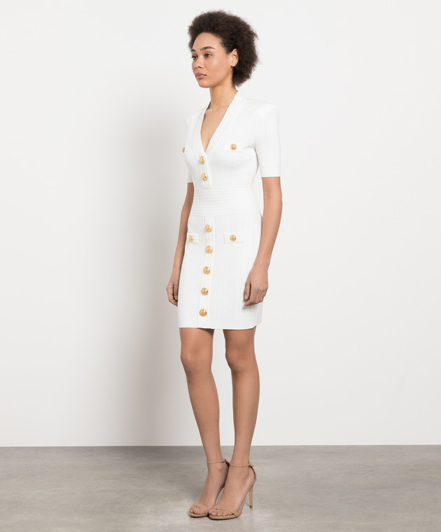 Balmain Белое платье мини AF0R6045KB07 изображение 3