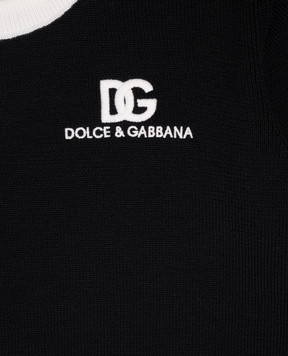 Dolce&Gabbana Дитячий чорний светр з вовни з вишивкою логотипа L5KWK5JCVT256