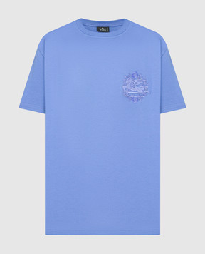 Etro Синяя футболка с вышивкой эмблемы WRJB0006AC036
