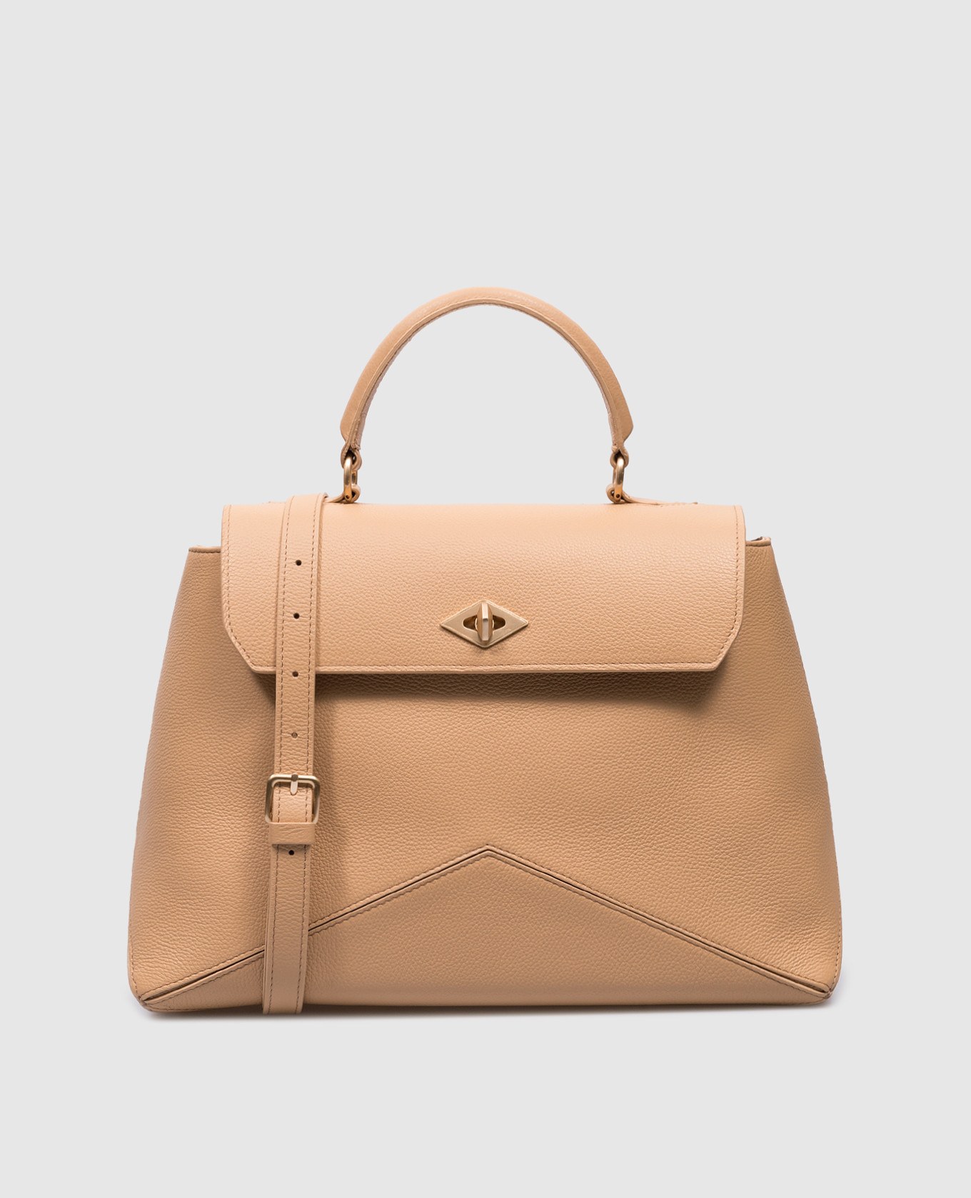 

Бежевая кожаная сумка Diamond Bag с тиснением, Бежевый, Сумки на плечо