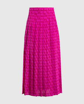 Valentino Розовая юбка-плиссе из шелка в принт Toile Iconographe 2B3RA9K17SL